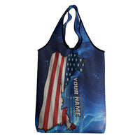 Custom American Flag Universe Patriotic Grocery Bag Blue Galaxy Sky Graphic Design - Wonder Print Shop