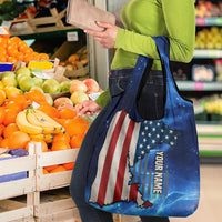 Custom American Flag Universe Patriotic Grocery Bag Blue Galaxy Sky Graphic Design - Wonder Print Shop