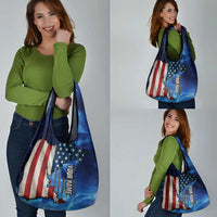 Custom American Flag Universe Patriotic Grocery Bag Blue Galaxy Sky Graphic Design - Wonder Print Shop