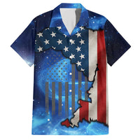 Custom American Flag Universe Patriotic Hawaiian Shirt Blue Galaxy Sky Graphic Design - Wonder Print Shop