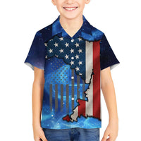 Custom American Flag Universe Patriotic Hawaiian Shirt Blue Galaxy Sky Graphic Design - Wonder Print Shop