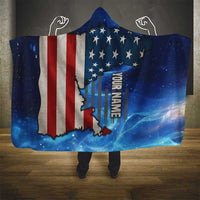 Custom American Flag Universe Patriotic Hooded Blanket Blue Galaxy Sky Graphic Design - Wonder Print Shop