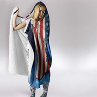 Custom American Flag Universe Patriotic Hooded Blanket Blue Galaxy Sky Graphic Design - Wonder Print Shop