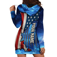 Custom American Flag Universe Patriotic Hoodie Dress Blue Galaxy Sky Graphic Design - Wonder Print Shop