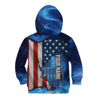 Custom American Flag Universe Patriotic Kid Hoodie Blue Galaxy Sky Graphic Design - Wonder Print Shop