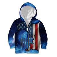 Custom American Flag Universe Patriotic Kid Hoodie Blue Galaxy Sky Graphic Design - Wonder Print Shop