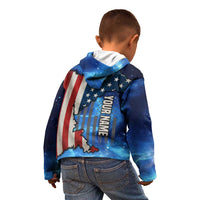 Custom American Flag Universe Patriotic Kid Hoodie Blue Galaxy Sky Graphic Design - Wonder Print Shop