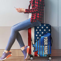 Custom American Flag Universe Patriotic Luggage Cover Blue Galaxy Sky Graphic Design - Wonder Print Shop