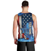 Custom American Flag Universe Patriotic Men Tank Top Blue Galaxy Sky Graphic Design - Wonder Print Shop