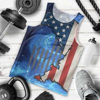 Custom American Flag Universe Patriotic Men Tank Top Blue Galaxy Sky Graphic Design - Wonder Print Shop