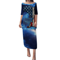 Custom American Flag Universe Patriotic Puletasi Blue Galaxy Sky Graphic Design - Wonder Print Shop