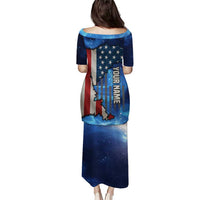Custom American Flag Universe Patriotic Puletasi Blue Galaxy Sky Graphic Design - Wonder Print Shop