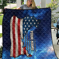 Custom American Flag Universe Patriotic Quilt Blue Galaxy Sky Graphic Design - Wonder Print Shop