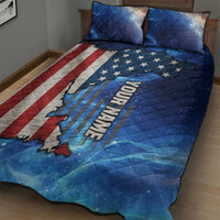 Custom American Flag Universe Patriotic Quilt Bed Set Blue Galaxy Sky Graphic Design - Wonder Print Shop