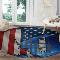 Custom American Flag Universe Patriotic Round Carpet Blue Galaxy Sky Graphic Design - Wonder Print Shop
