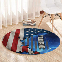 Custom American Flag Universe Patriotic Round Carpet Blue Galaxy Sky Graphic Design - Wonder Print Shop