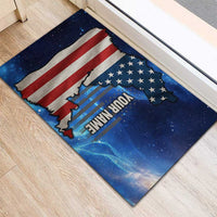 Custom American Flag Universe Patriotic Rubber Doormat Blue Galaxy Sky Graphic Design - Wonder Print Shop