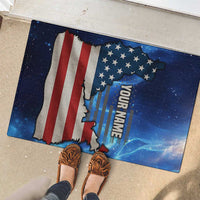 Custom American Flag Universe Patriotic Rubber Doormat Blue Galaxy Sky Graphic Design - Wonder Print Shop