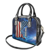 Custom American Flag Universe Patriotic Shoulder Handbag Blue Galaxy Sky Graphic Design - Wonder Print Shop