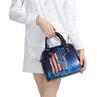 Custom American Flag Universe Patriotic Shoulder Handbag Blue Galaxy Sky Graphic Design - Wonder Print Shop