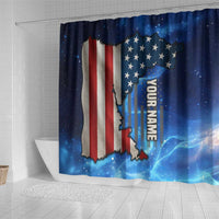 Custom American Flag Universe Patriotic Shower Curtain Blue Galaxy Sky Graphic Design - Wonder Print Shop