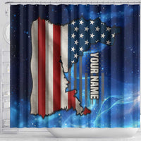 Custom American Flag Universe Patriotic Shower Curtain Blue Galaxy Sky Graphic Design - Wonder Print Shop