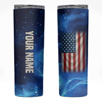 Custom American Flag Universe Patriotic Skinny Tumbler Blue Galaxy Sky Graphic Design - Wonder Print Shop