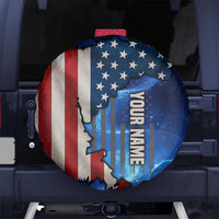 Custom American Flag Universe Patriotic Spare Tire Cover Blue Galaxy Sky Graphic Design - Wonder Print Shop
