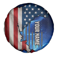 Custom American Flag Universe Patriotic Spare Tire Cover Blue Galaxy Sky Graphic Design - Wonder Print Shop