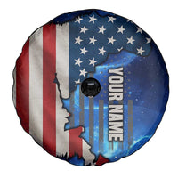 Custom American Flag Universe Patriotic Spare Tire Cover Blue Galaxy Sky Graphic Design - Wonder Print Shop