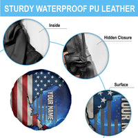 Custom American Flag Universe Patriotic Spare Tire Cover Blue Galaxy Sky Graphic Design - Wonder Print Shop