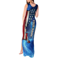 Custom American Flag Universe Patriotic Tank Maxi Dress Blue Galaxy Sky Graphic Design - Wonder Print Shop