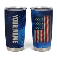 Custom American Flag Universe Patriotic Tumbler Cup Blue Galaxy Sky Graphic Design - Wonder Print Shop