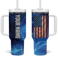 Custom American Flag Universe Patriotic Tumbler With Handle Blue Galaxy Sky Graphic Design - Wonder Print Shop