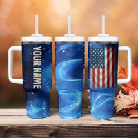 Custom American Flag Universe Patriotic Tumbler With Handle Blue Galaxy Sky Graphic Design - Wonder Print Shop