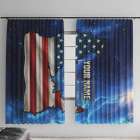 Custom American Flag Universe Patriotic Window Curtain Blue Galaxy Sky Graphic Design - Wonder Print Shop
