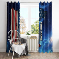 Custom American Flag Universe Patriotic Window Curtain Blue Galaxy Sky Graphic Design - Wonder Print Shop