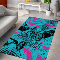 Personalized Ride Like a Girl Area Rug Motocross Graphic and Turquoise Pink Graffiti Design - Wonder Print Shop