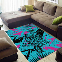 Personalized Ride Like a Girl Area Rug Motocross Graphic and Turquoise Pink Graffiti Design - Wonder Print Shop