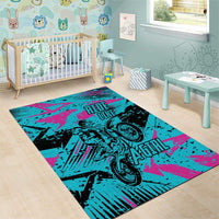 Personalized Ride Like a Girl Area Rug Motocross Graphic and Turquoise Pink Graffiti Design - Wonder Print Shop