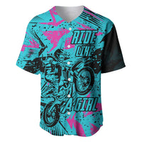 Personalized Ride Like a Girl Baseball Jersey Motocross Graphic and Turquoise Pink Graffiti Design - Wonder Print Shop