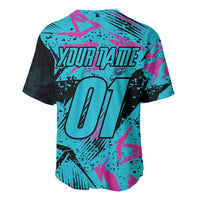 Personalized Ride Like a Girl Baseball Jersey Motocross Graphic and Turquoise Pink Graffiti Design - Wonder Print Shop