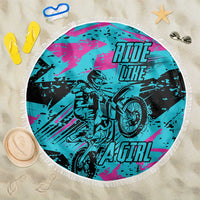 Personalized Ride Like a Girl Beach Blanket Motocross Graphic and Turquoise Pink Graffiti Design - Wonder Print Shop