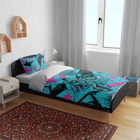 Personalized Ride Like a Girl Bedding Set Motocross Graphic and Turquoise Pink Graffiti Design - Wonder Print Shop