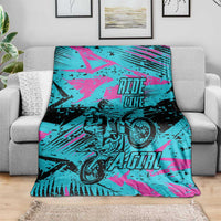 Personalized Ride Like a Girl Blanket Motocross Graphic and Turquoise Pink Graffiti Design - Wonder Print Shop