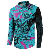 Personalized Ride Like a Girl Button Sweatshirt Motocross Graphic and Turquoise Pink Graffiti Design - Wonder Print Shop