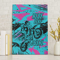Personalized Ride Like a Girl Canvas Wall Art Motocross Graphic and Turquoise Pink Graffiti Design - Wonder Print Shop