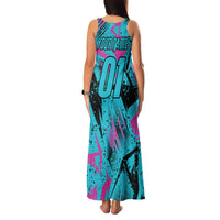 Personalized Ride Like a Girl Family Matching Tank Maxi Dress and Hawaiian Shirt Motocross Graphic and Turquoise Pink Graffiti Design - Wonder Print Shop