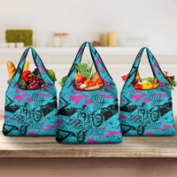 Personalized Ride Like a Girl Grocery Bag Motocross Graphic and Turquoise Pink Graffiti Design - Wonder Print Shop
