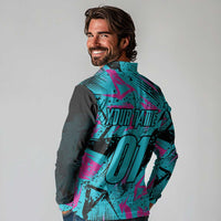 Personalized Ride Like a Girl Long Sleeve Polo Shirt Motocross Graphic and Turquoise Pink Graffiti Design - Wonder Print Shop